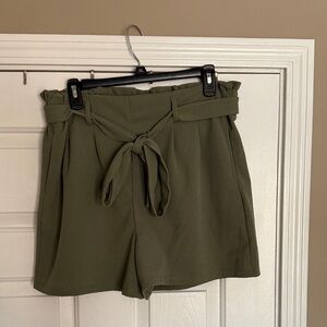 High Waist Olive Green Women's Shorts